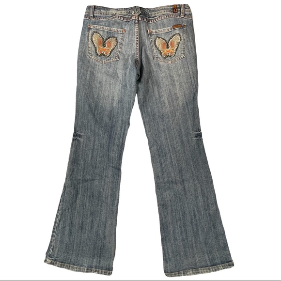 Zana Di size 13 flare leg jeans with butterfly embellished back pockets - Picture 4 of 10